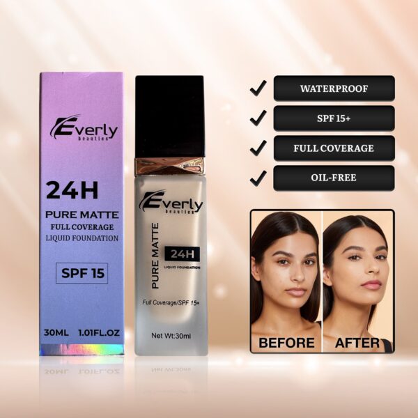 Everly Beauties Pure Matte Full Coverage Liquid Foundation with Spf 15+