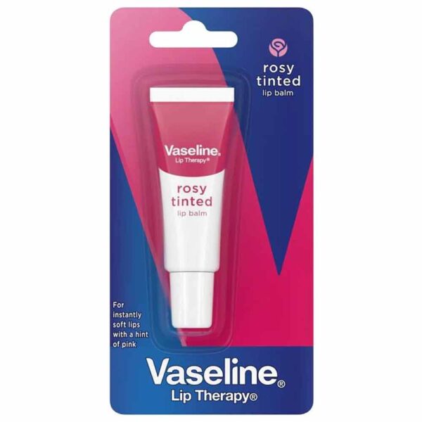 Vaseline Lip Therapy Original Lip Balm 10g is an effective remedy for sensitive lips in the harsh winter season. It deeply penetrates into the skin and soothes dry lips.Vaseline Lip Therapy Rosy Tinted Lip Balm 10g provides moisture to your chapped dry lips and adds a protective layer to soften your lips. Get your lips a natural glossy shine without making them .look sticky or greasy